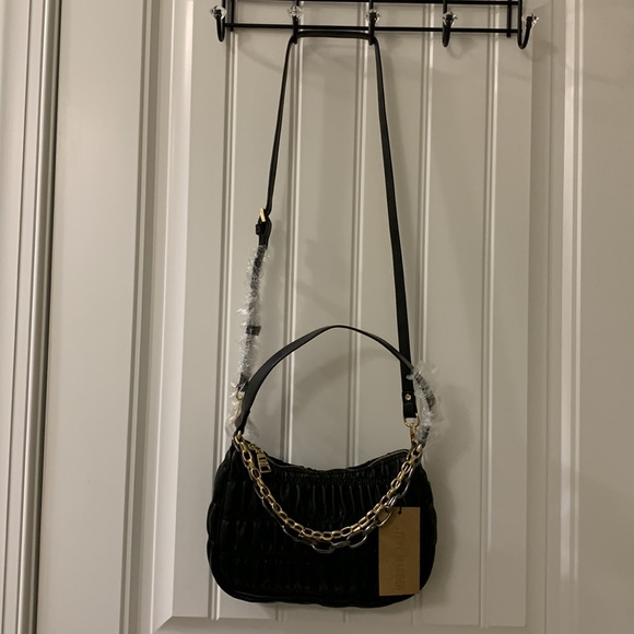 Prada Like Steve Madden Black Crinkle Leather Crossbody - Picture 6 of 13